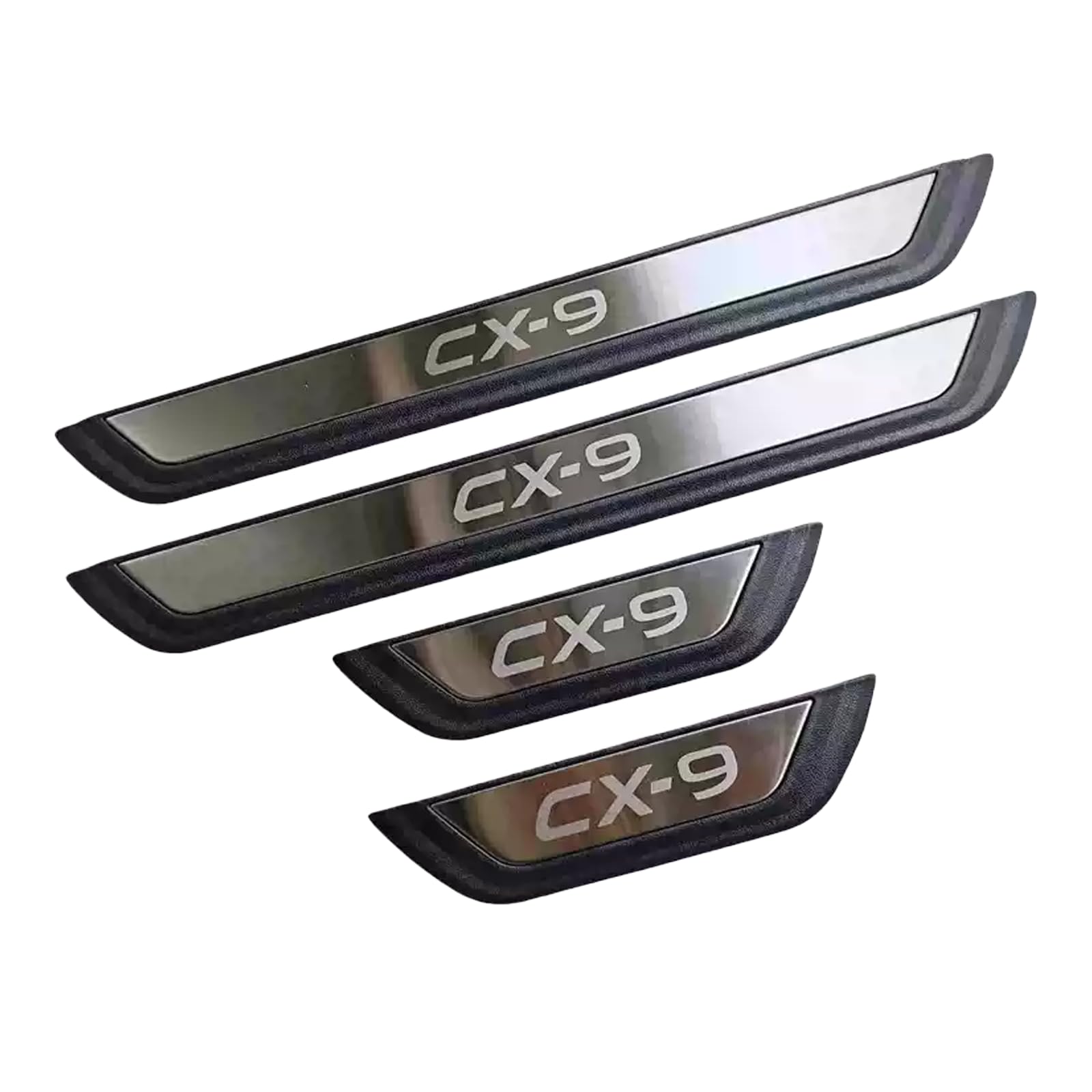 Rakuten - For マツダ CX-9 2018-2023用サイドステップガード 4枚セット プラスチック ステンレス製 スカッフプレートドアモール サイドモール ド