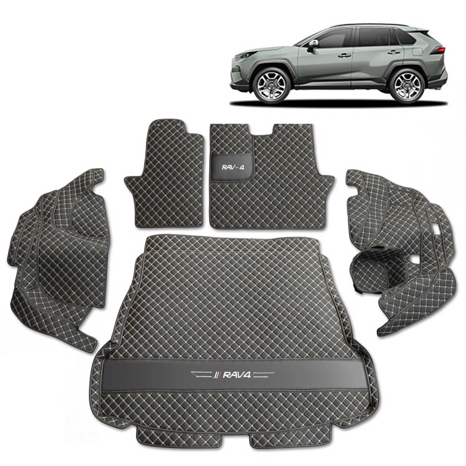 Rakuten - トヨタ 新型RAV4 XA50系 専用 カスタム 車の トランクマットXPE レザー ラゲッジマットカーゴマット フルセット防水車トランクマット す