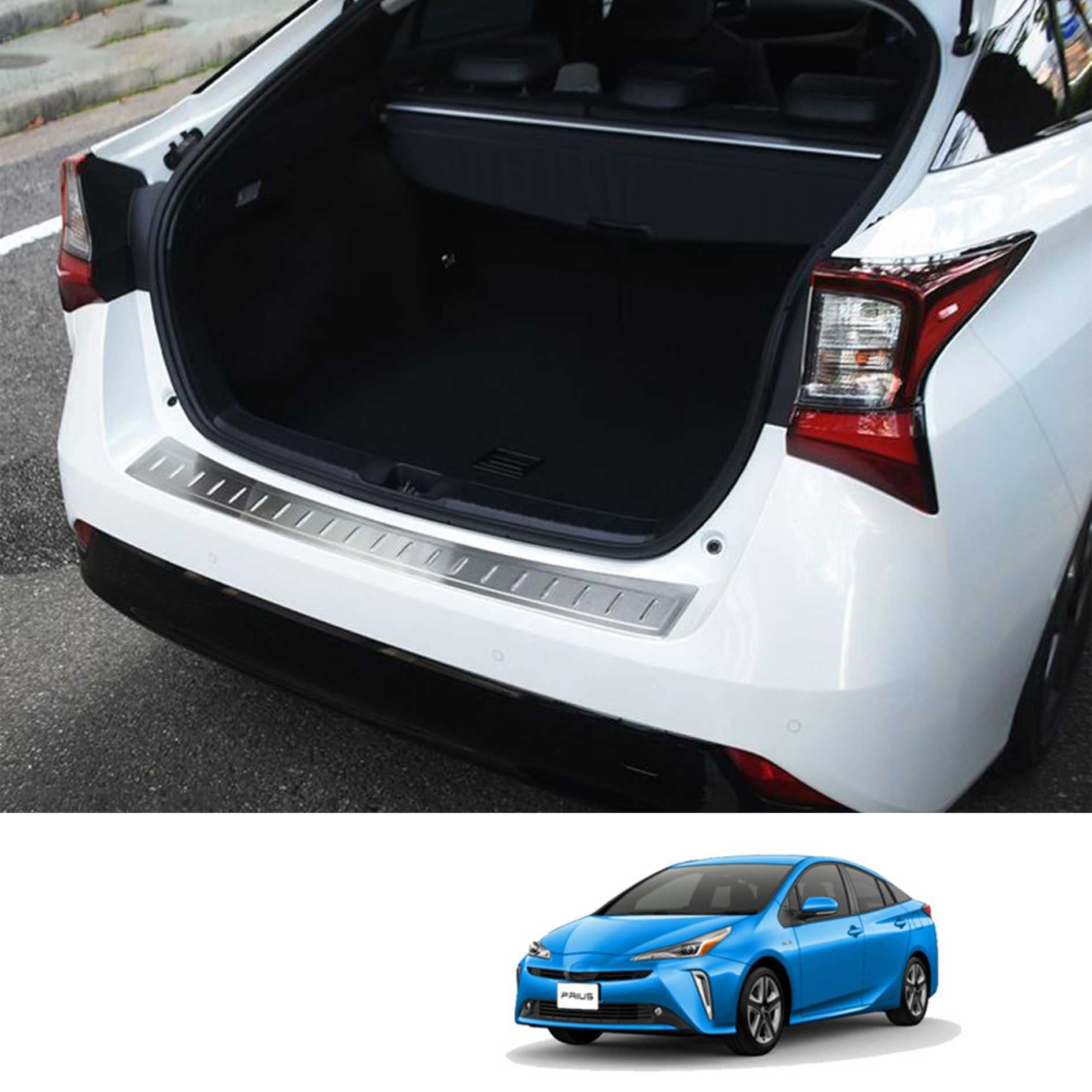 Rakuten - に適合する トヨタ 新型プリウス 50系後期 専用車リアバンパーステンレス鋼ガード バンパーガード リアバンパーステップガード サイドモ