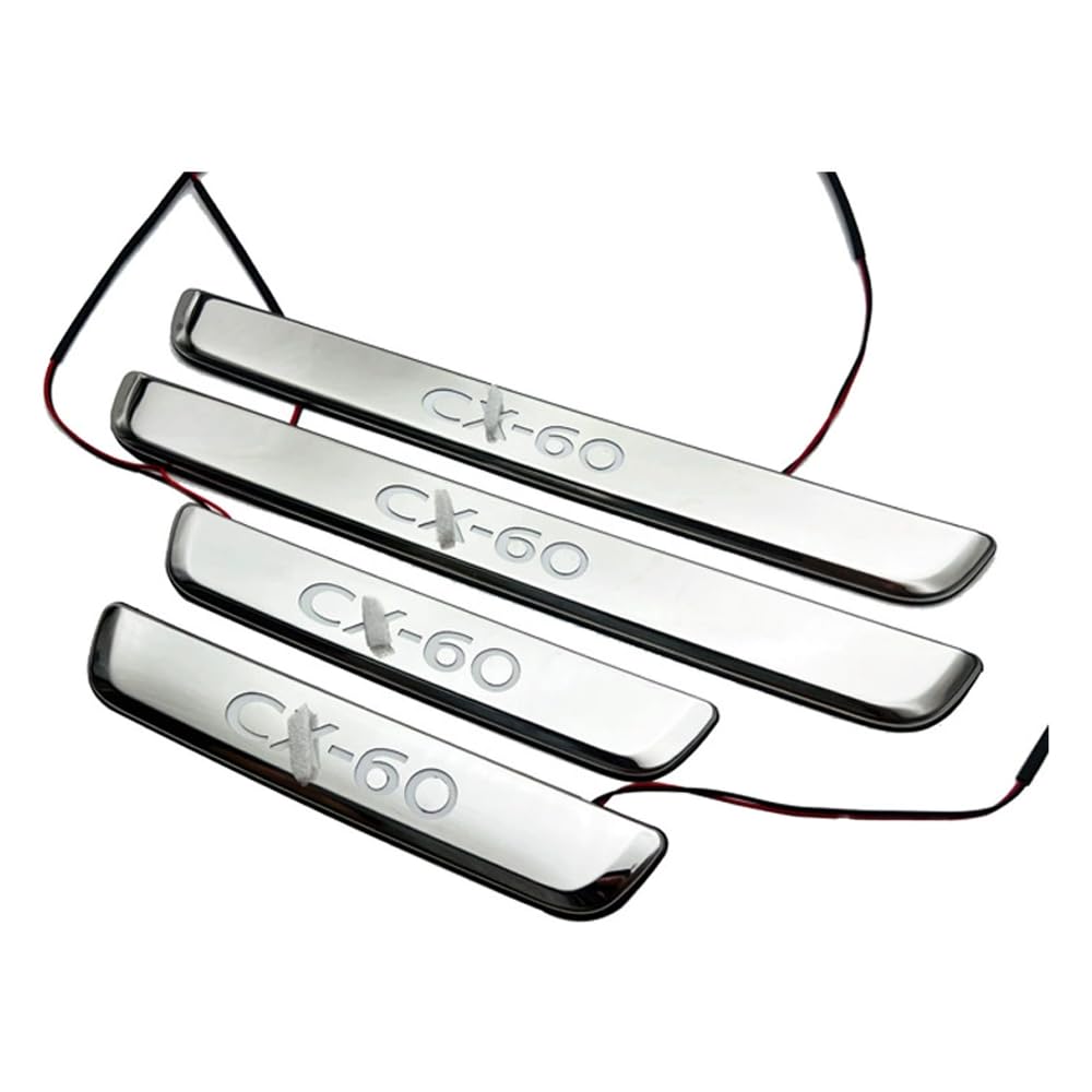Rakuten - For マツダ CX-60 KH系 2023年~現行用 光る LED サイドステップガード 4枚セット プラスチック ステンレス製 スカッフプレートドアモー