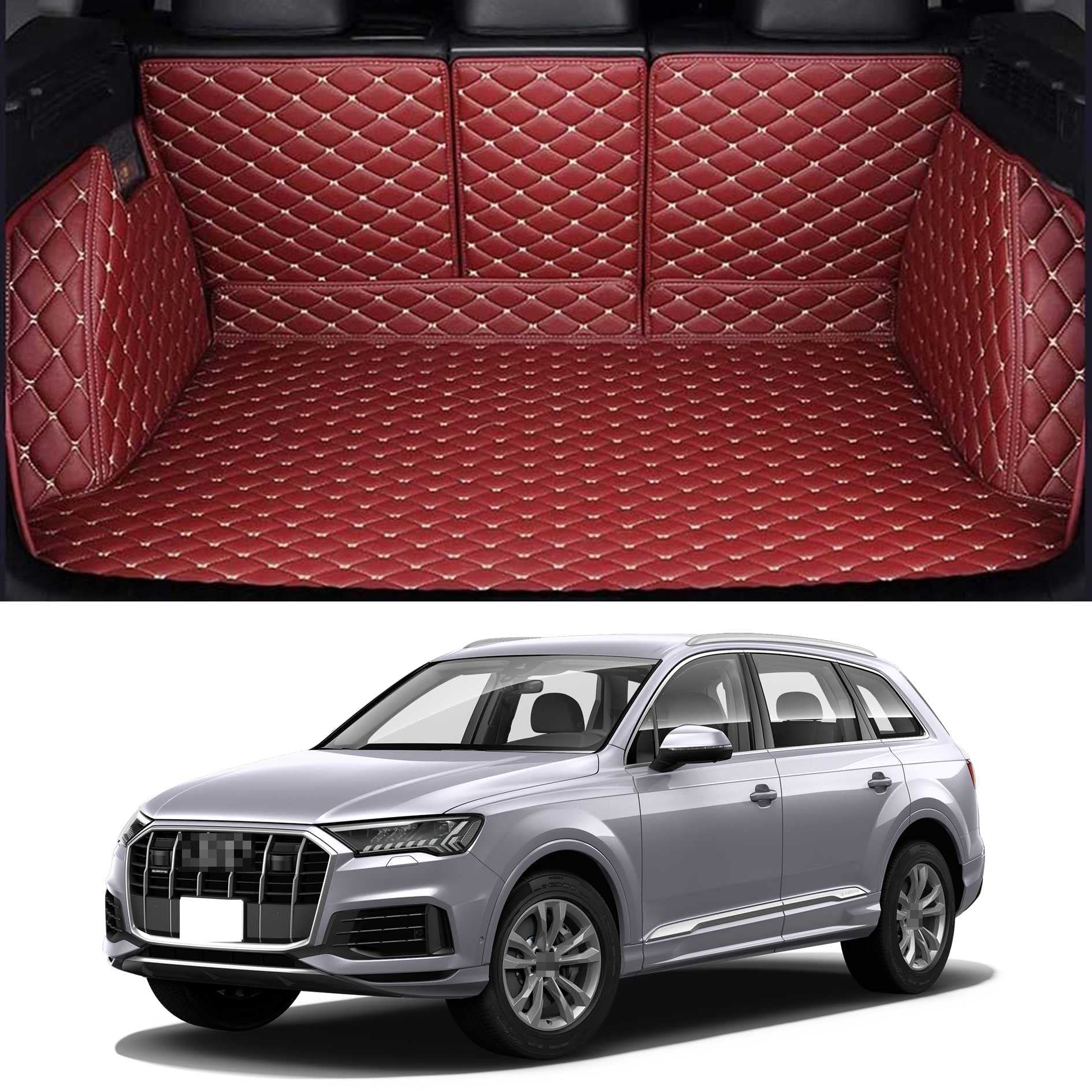 Rakuten - カスタム 車のトランクマット アウディQ7 （7人乗り）2016-2022 に適用 車種専用設計 トランクマット ラゲッジマット 防水 滑り防止 耐