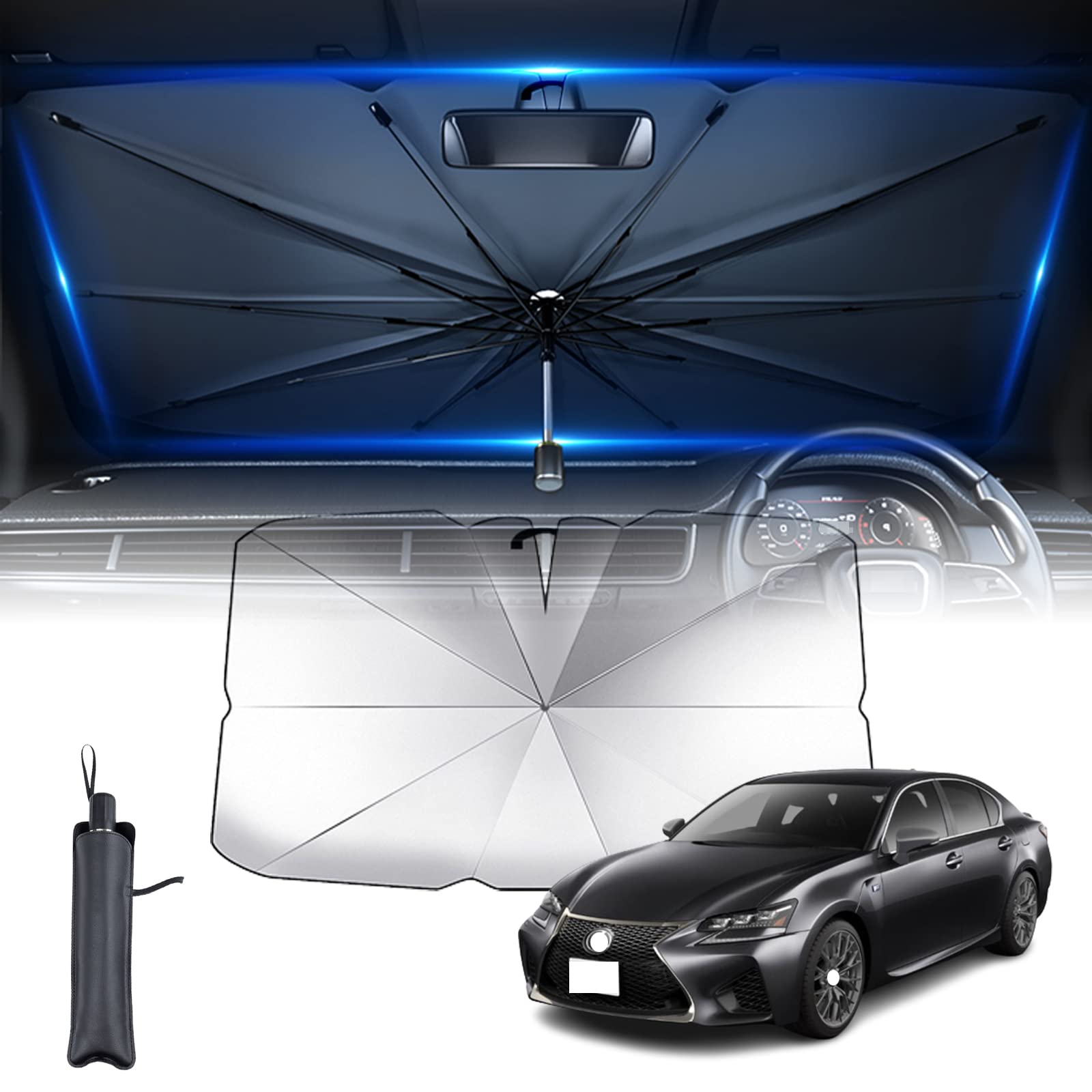 【2022新登場】レクサスGS フロントサンシェード 10本骨フロントガラス サンシェード 折り畳み式 Lexus GS250 GS350 GS450h 2004~現行