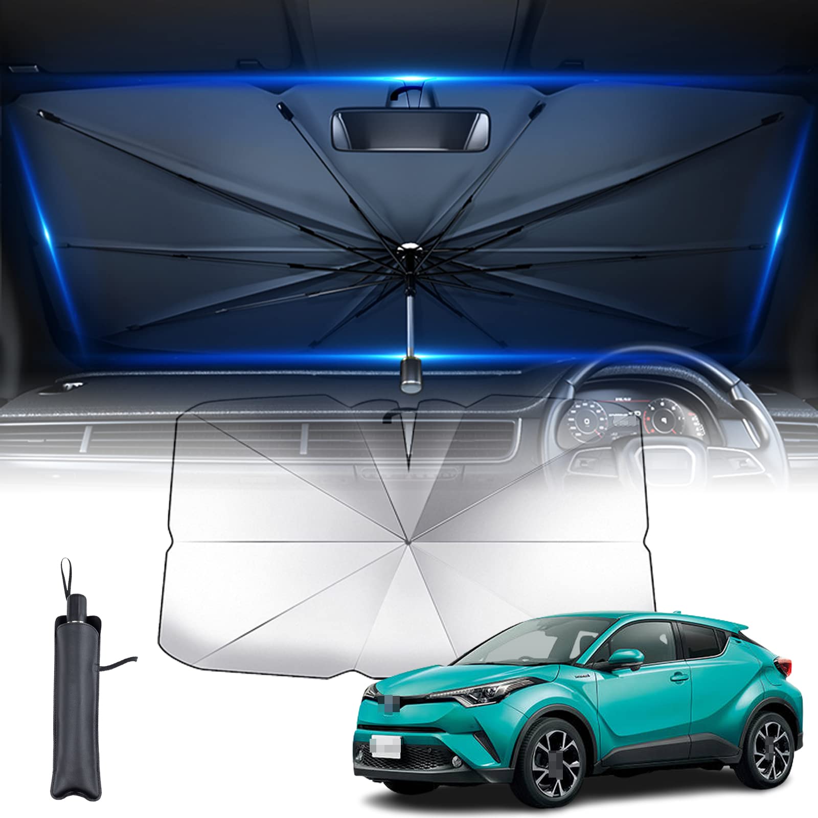 Rakuten - 【2023新登場 傘型 10骨 】汎用機種 トヨタ C-HR NGX10/ZYX10/NGX50 H28.12～現行 サンシェード 車 サンシェード 7層 UVカット紫外線遮