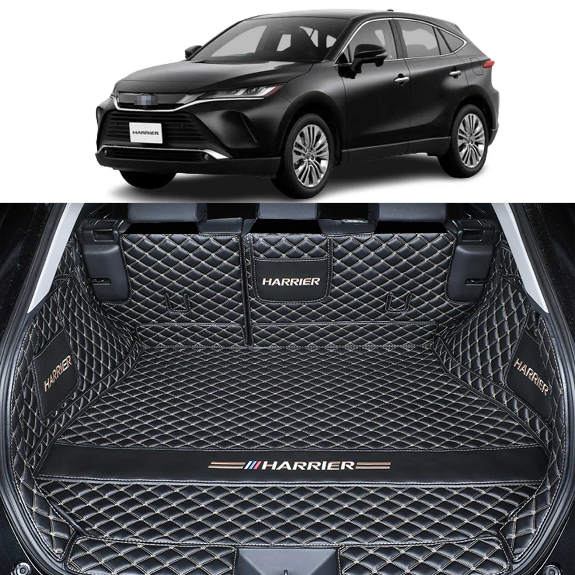 Rakuten - 新型ハリアー 80系 カーゴマット XPE レザー ラゲッジマット フルセット防水車トランクマット すべての天気、 耐摩擦、 耐汚れ、 内装パ