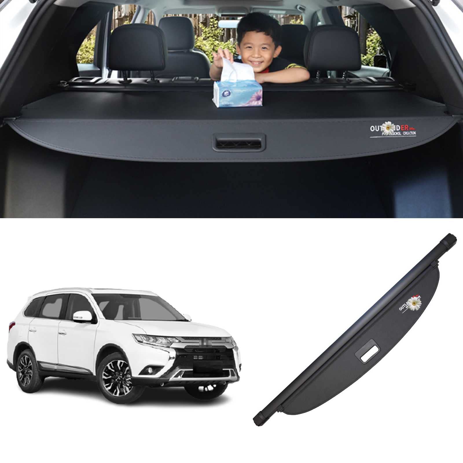 Rakuten - 三菱アウトランダー Outlander 2013-2021 専用トノカバー ?ロールシェード トランクカーテン 荷室整理 延長型 カバーカーテン ラゲージ