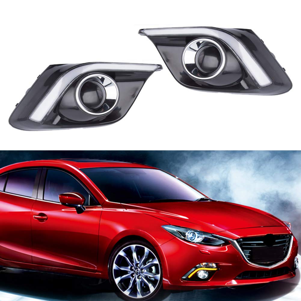 樂天商城 - アクセラ 2014-2016向け LED DRL デイライト フォグランプ ユニット 左右セット 白/黄 発光 2色切替 高輝度 耐熱性 耐衝撃 防水 ガーニ