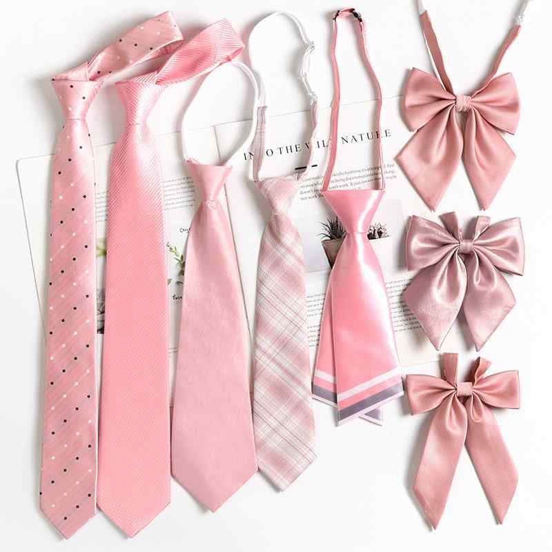 Rakuten - レディース ピンク リボン ボウタイ 学院風 JK シャツ ネクタイ 日系 簡単 着用 かわいい 装飾 アクセサリー 制服 スタイル スクール アクセント トップス ガール