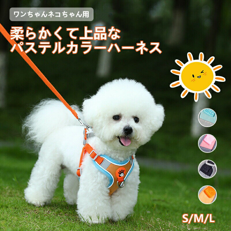 Rakuten - 犬 ハーネス 小型犬 中型犬 大型犬 リード セット おしゃれ 猫 ソフトハーネス ウェアハーネス 胴輪 イヌ ネコ マジックテープ ペット リード付き キャット はーねす お洒落 抜けない