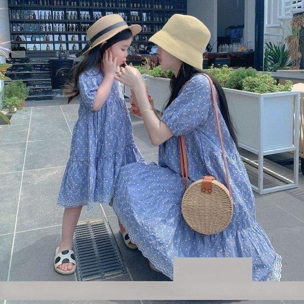 Rakuten - ママ 娘さん 親子お揃い ママとお揃い 娘とペアルック 親子ペア フローラル ワンピース 花柄 半袖 親子服 キッズ プレゼント 女の子 夏 子供服 レディース