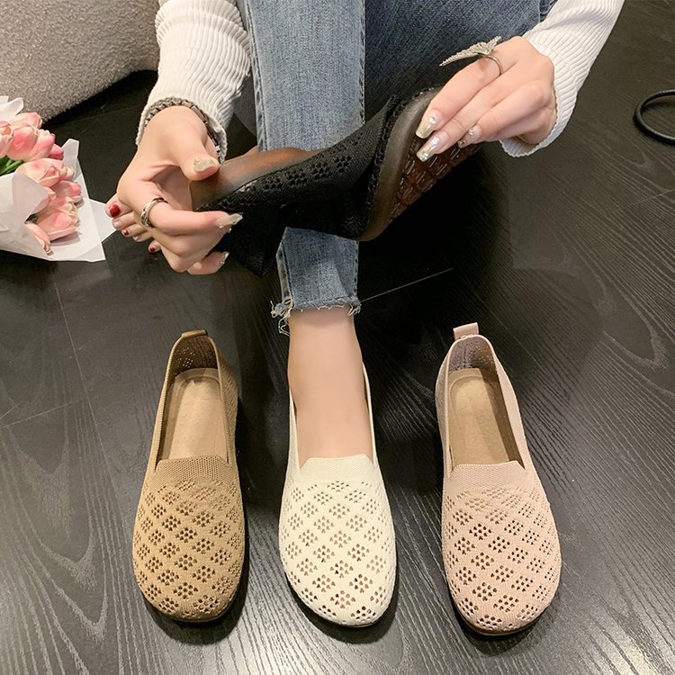 Rakuten - レディース メッシュパンプス ぺたんこ バブーシュタイプのフラットパンプス オールシーズン バレエシューズ パンプス メッシュ 靴 滑り止め カップルスリッパ シューズ 歩きやすい