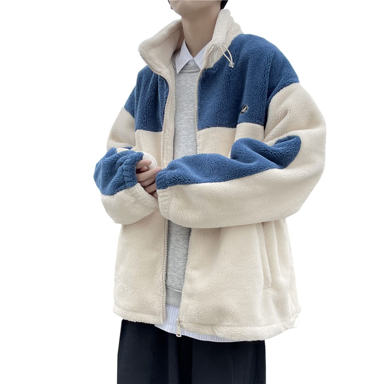 Rakuten - ボアコート メンズ フリースジャケット ジャンパー ジャケット ボアジャケット もこもこ ゆったり アウター コート 秋冬 ボアブルゾン 防寒 パーカー L537 大きいサイズ 冬服