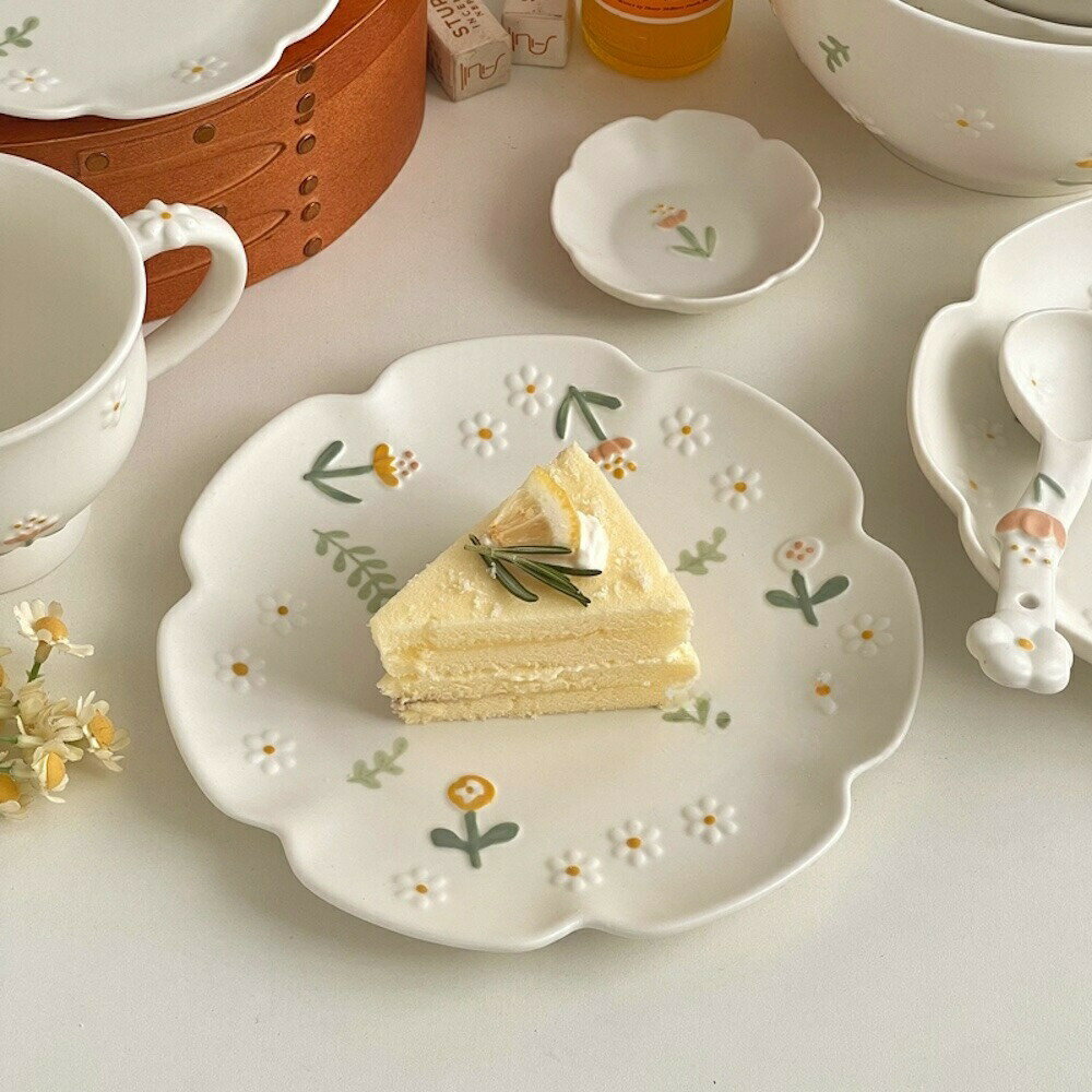Rakuten - 美しい 小花 プレート ワンプレート オリジナル 癒される ケーキ コースター お皿 食器 人気 カフェ食器 おしゃれ トレイ ディナープレート 北欧お皿 母 キッチン用品 かわいい