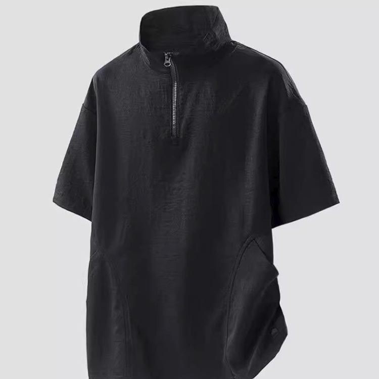 ハイネックtシャツ メンズ 普段着 半袖ハーフジップ スポーツウェア モックネック ...
