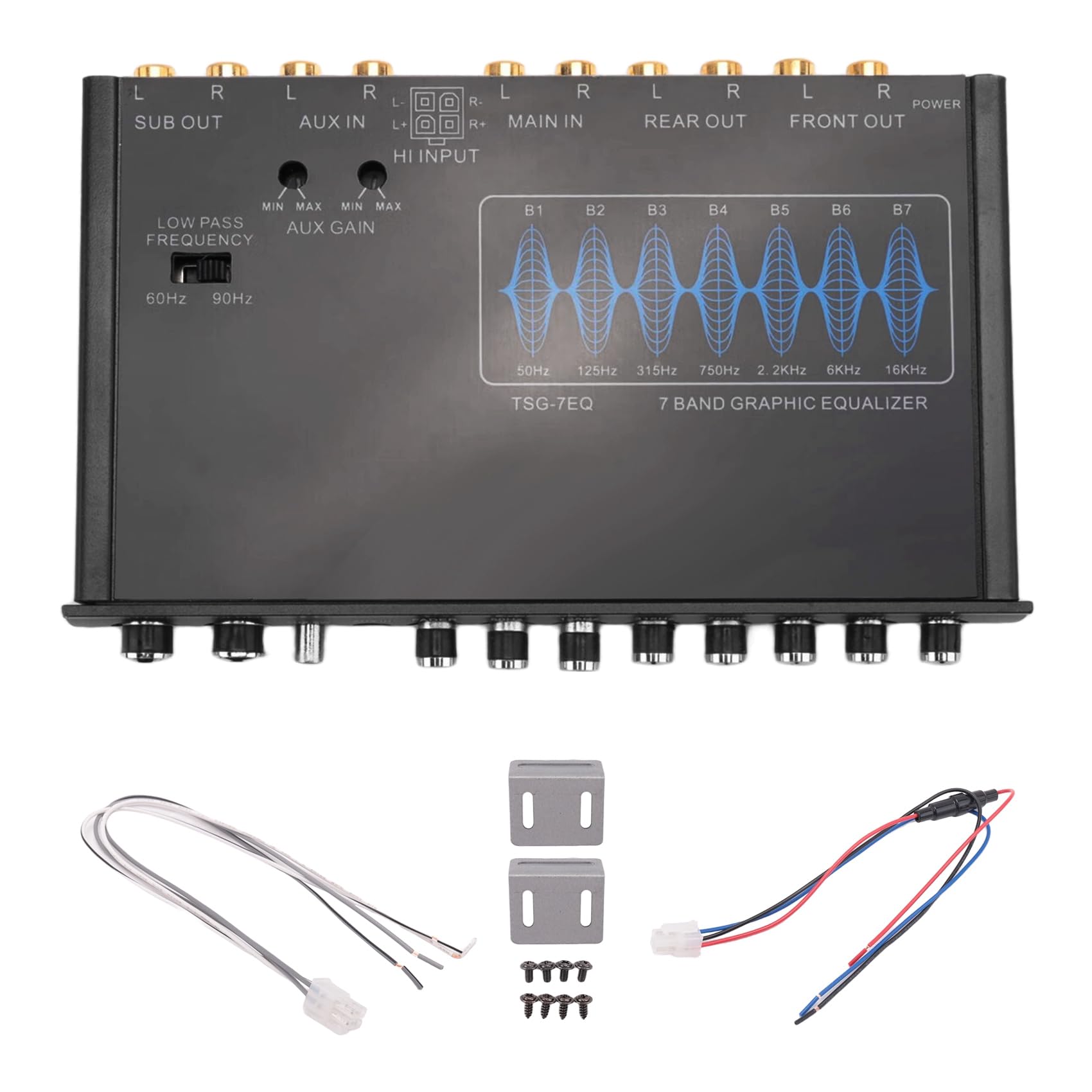 Rakuten - 7 バンド カー イコライザー オーディオ EQ チューニング クロスオーバー アンプ +-12dB プリアンプ パラメトリック