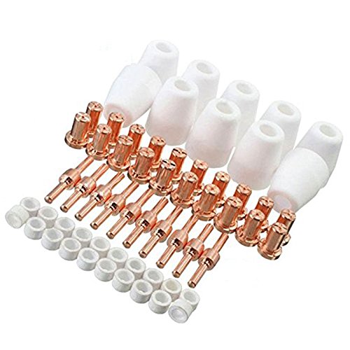 Rakuten - 60個 セットセラミック+赤銅空気プラズマ切断カッター消耗品延長チップノズル電極、 PT31 トーチ CUT-50D用 LG40 CUT-50D用 トーチ PT31