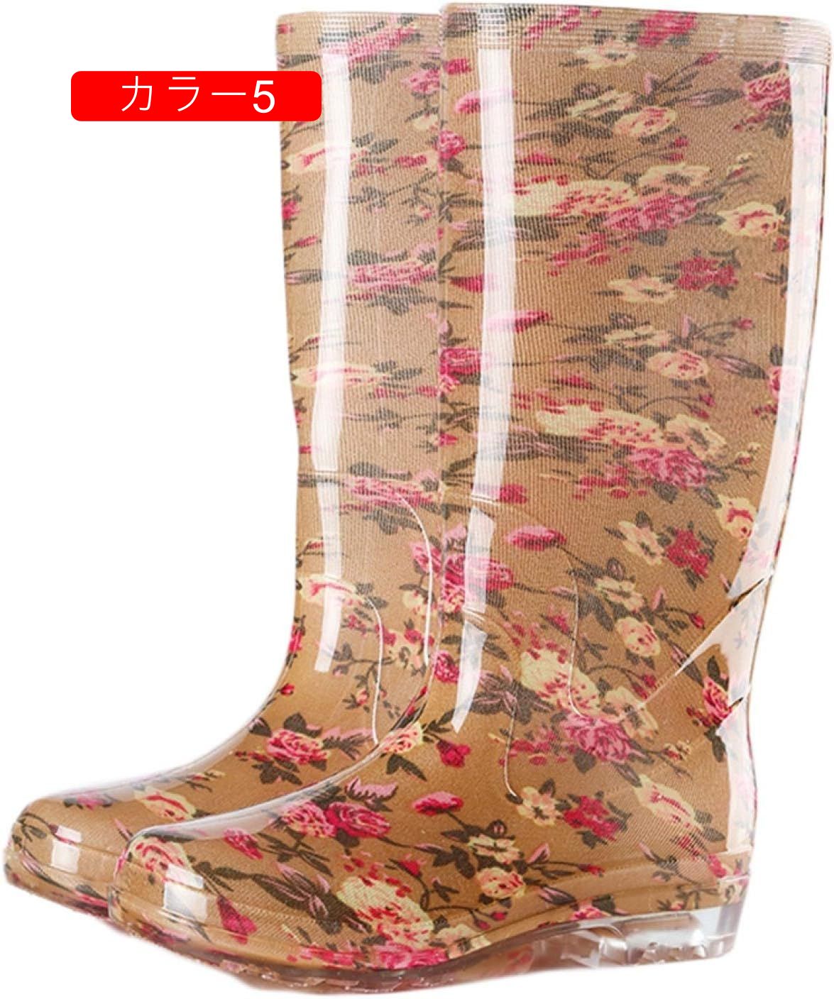 長靴 レインブーツ レディース ロング 23-25cm 長くつ 花柄 水玉 靴 ラバーブーツ 軽量 軽い おしゃれ 大きいサイズ 雨 キャンプ アウトドア ガーデニング 農作業 滑 フィッシング 釣り 2
