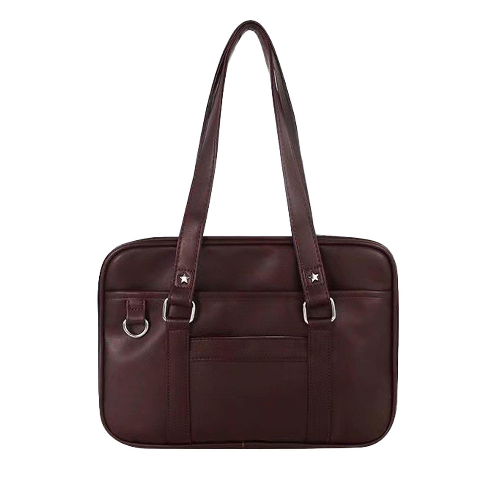 Tote Bag Type - スクールバッグ 高校生 女子 通学用 ボストンバッグ 合皮素材 肩掛け＆手提げ 両用 男女兼用 ロングショルダー おしゃれ 学生バッグ 軽