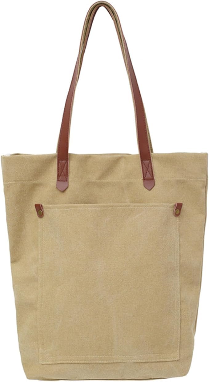 Shopping Bags, Ecology Bags - トートバッグ ヴィンテージウォッシュ加工キャンバス素材 大容量 ショルダーバッグ 帆布 レディース メンズ 無地 ファスナー付き