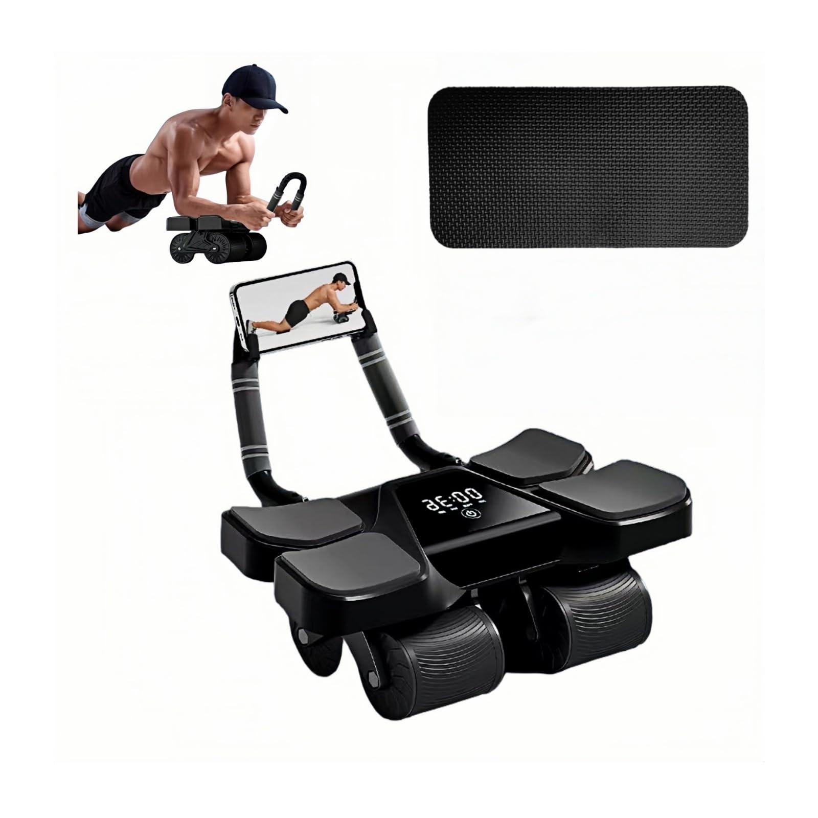 Rakuten - 腹筋ローラー アブローラー 4輪設計 膝マット付き 静音 耐荷重200kg 筋トレ器具 家トレ 腹筋 トレーニンググッズ メラック アブホイール