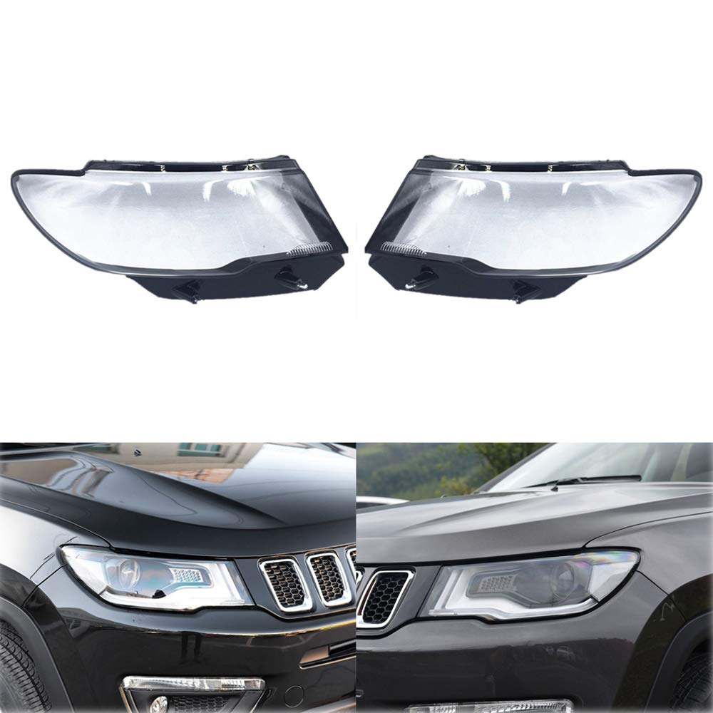 Rakuten - 適応ジープ- コンパス SUV 2017-2019年式 フロントヘッドライトカバー 車のヘッドランプカバー 高品質透明なプラスチック素材、頑丈で耐