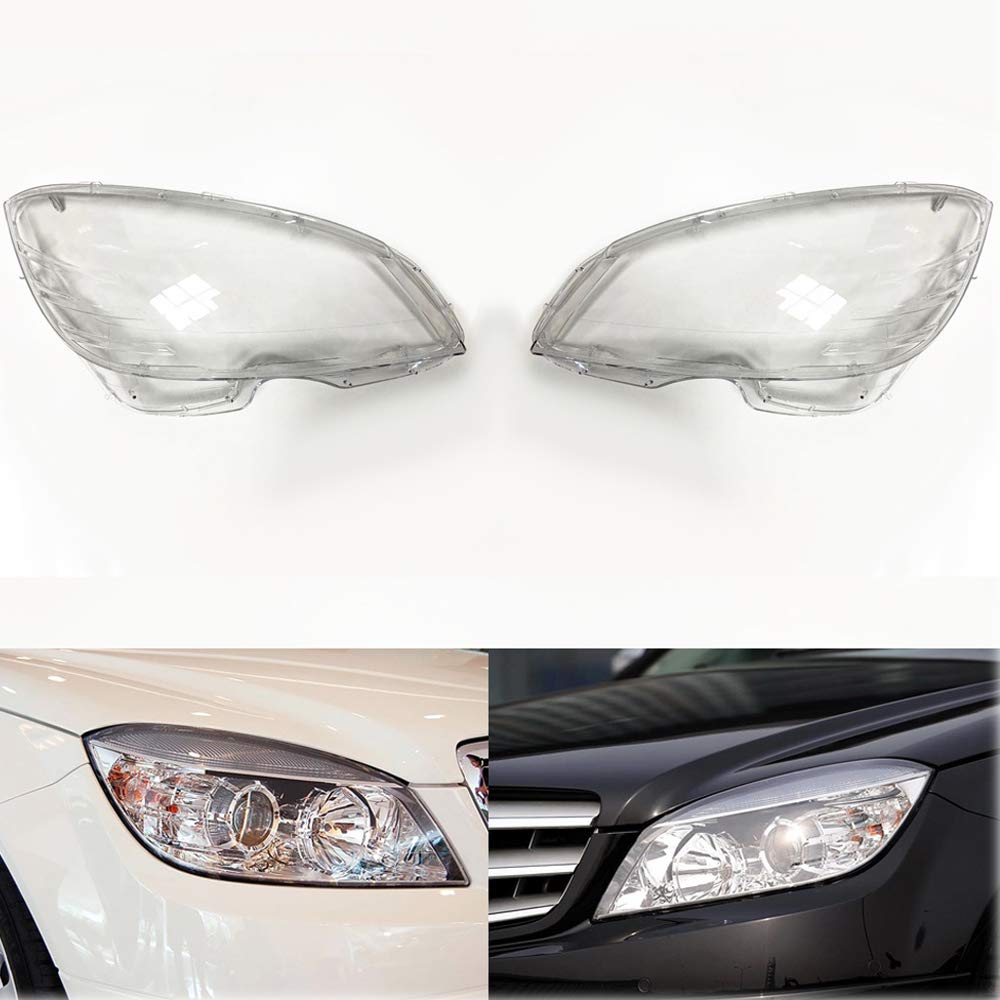 Rakuten - 適応Benz –W204 C180 C200 C220 C280 C300 2007-2010年式 車のヘッドランプカバー フロントヘッドライトカバー 高品質透明なプラスチッ