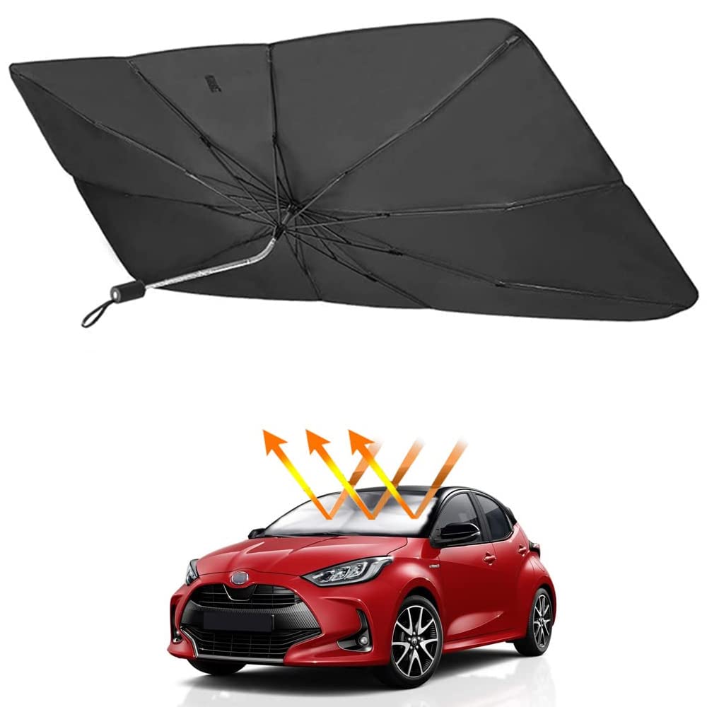 Rakuten - 2022年 トヨタ 新型 ヤリス 専用 サンシェード傘 フロントガラス用 TOYOTA YARIS 4代目 (2020年2月-現行) 360°回転可能 シャフト 折り