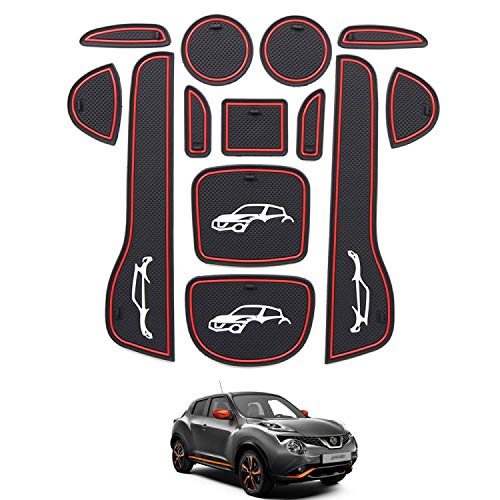 Rakuten - 日産 ジューク ドアポケットマット NISSAN JUKE 車種専用 インテリアラバーマット コンソールマット パーツ 滑り止め 内装 (13PCS)ブラ