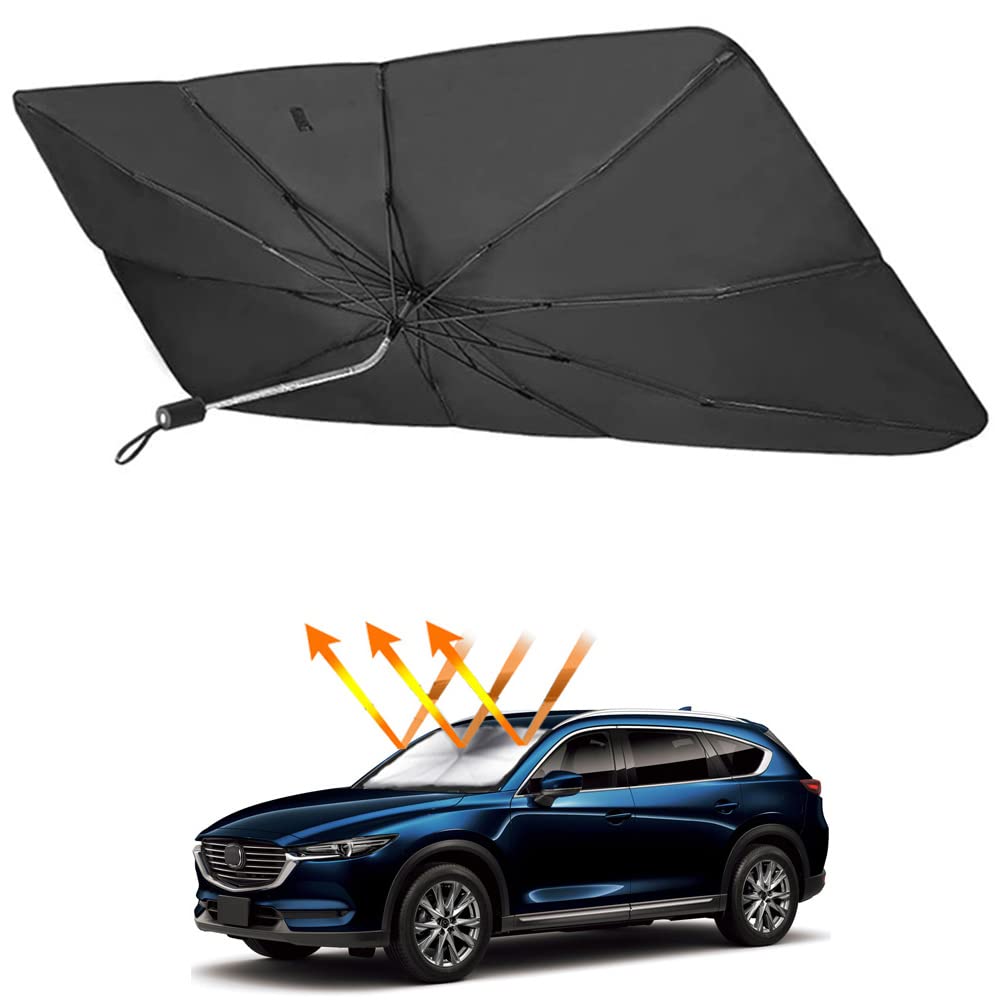 Rakuten - 2022年 マツダ CX-8 KG系 専用 サンシェード傘 フロントガラス用 Mazda CX8 KG系 (2017-2020) 360°回転可能 シャフト 折りたたみ式 フ