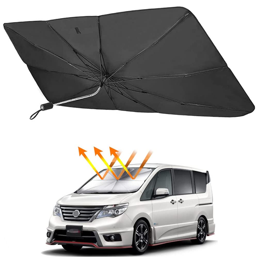 【2021 ニッサン セレナ c27 専用 サンシェード傘 フロントガラス用 Nissan Serena C27 (2016.08-現行) 360°回転可能 シャフト 折りた