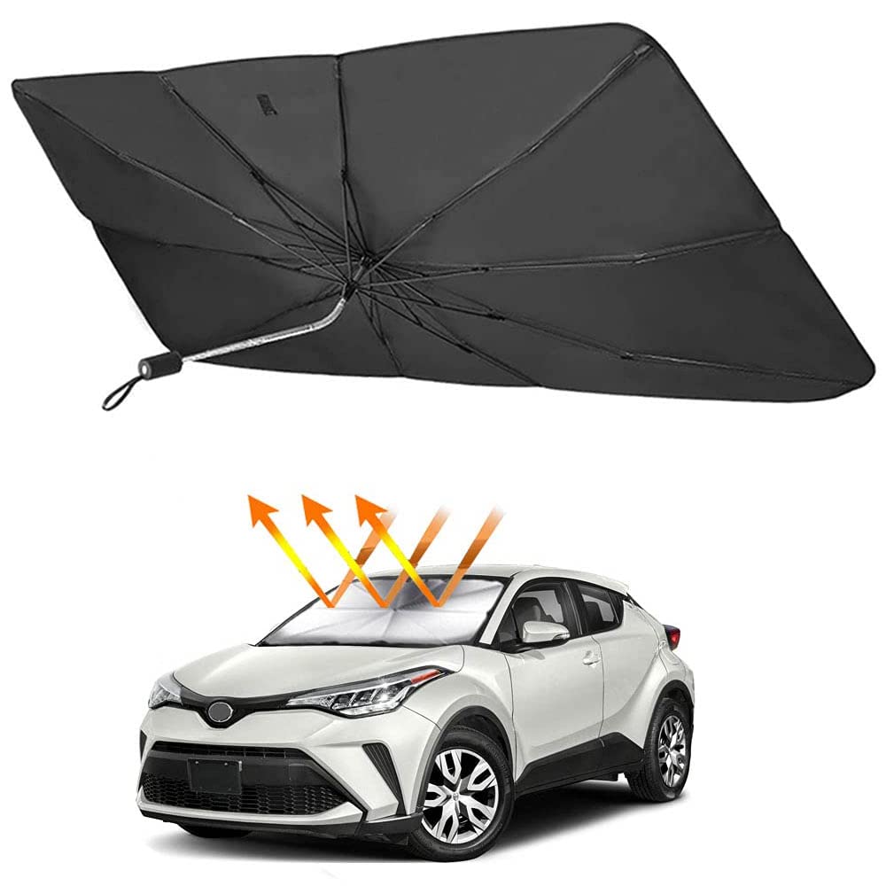 【2021 トヨタ C-HR 専用 サンシェード傘 フロントガラス用 Toyota CHR（2016年12月～現行） 360°回転可能 シャフト 折りたたみ式 フ