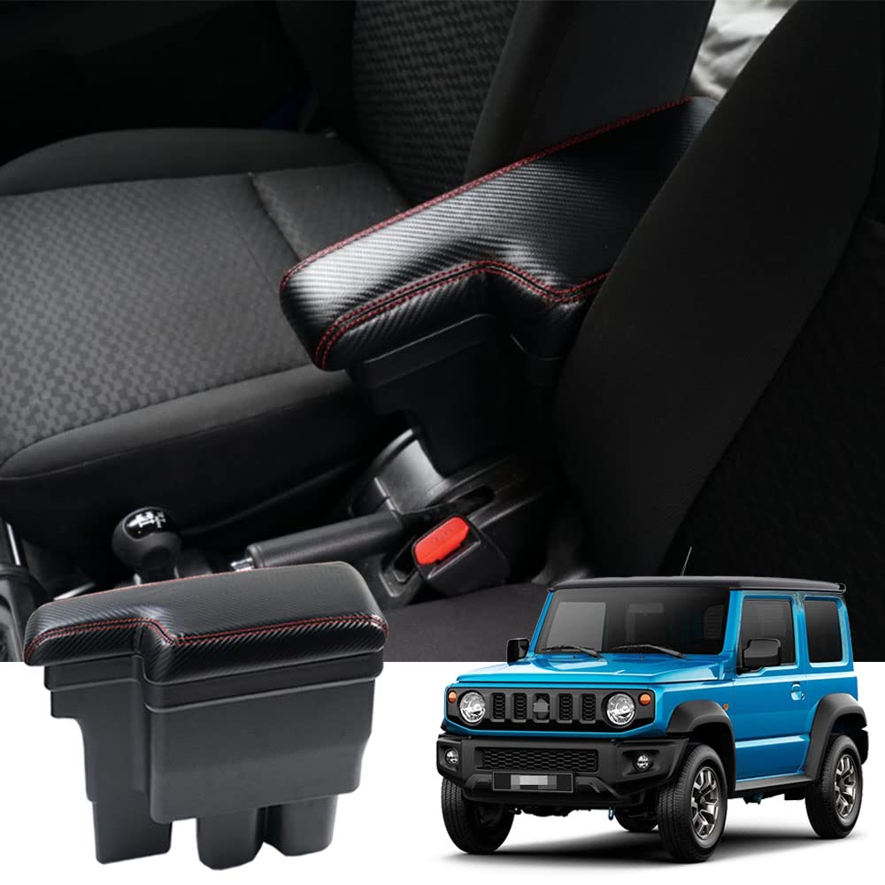 Rakuten - スズキ 新型 ジムニー JIMNY JB64 JB74 専用 多機能アームレストコンソール 車内収納ボック ボックス カーボンPUレザー 疲労を軽減 取付
