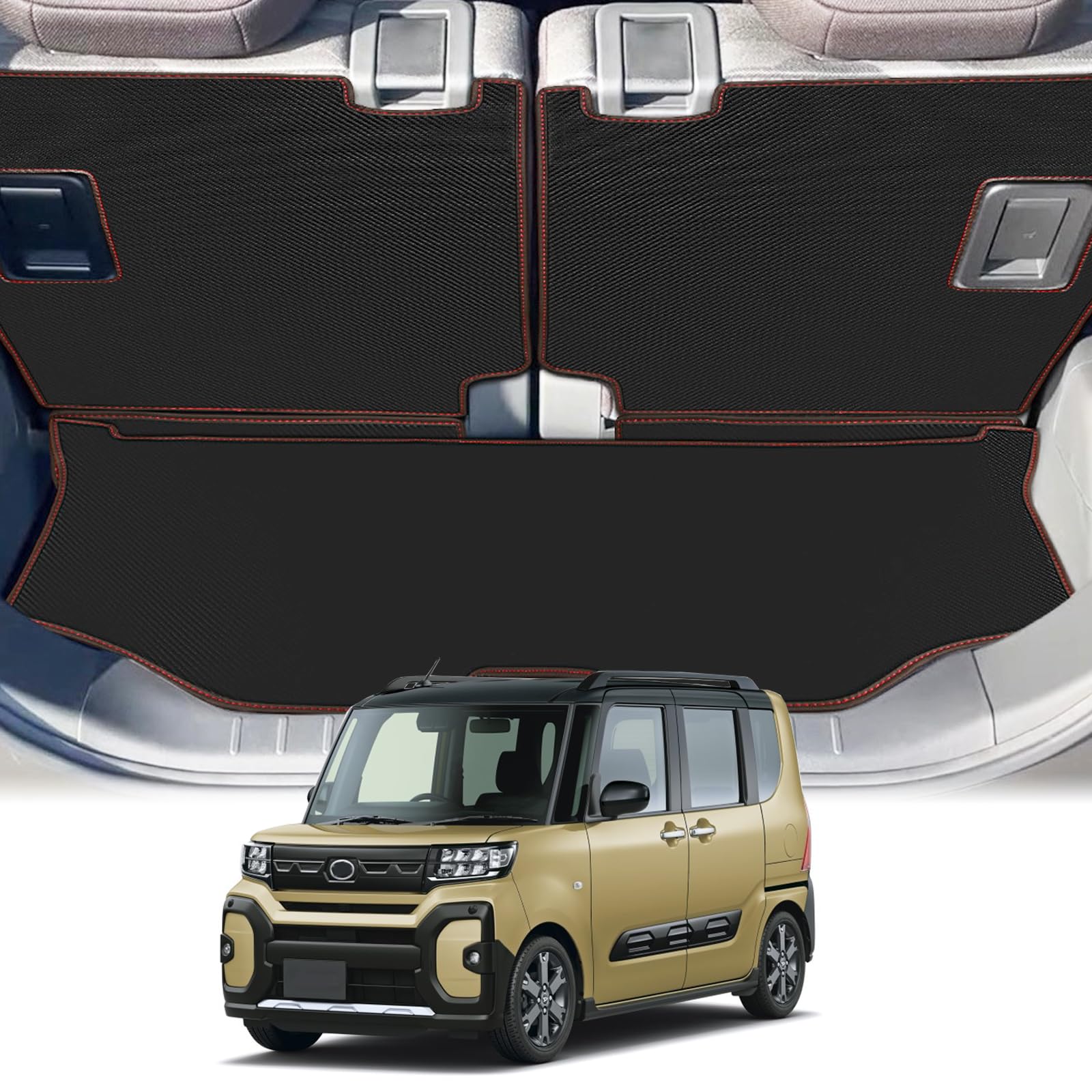 Rakuten - 車用 ラゲッジマット カーボン調 レザー ダイハツ タント (2022年10月～) 後期用 (前期型は不適合) LA650S LA660S 車種専用設計 トラン