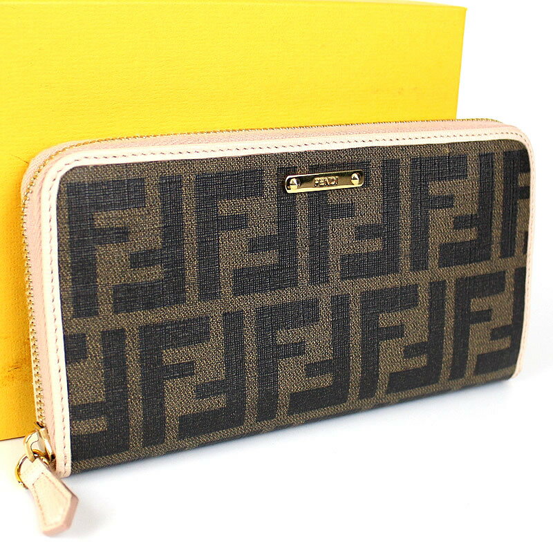 フェンディ FENDI 長財布 ズッカ FF ロゴ ラウンドファスナー ウォレット 財布 ピンク【中古】816のサムネイル