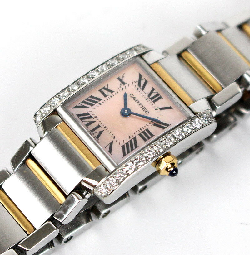 Cartier カルティエ タンクフランセーズ SM 時計 コンビ シェル ダイヤ レディース 腕時計【中古】83のサムネイル