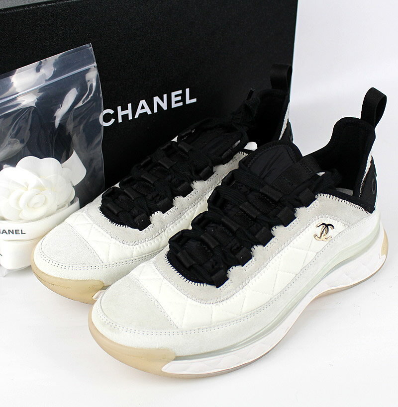 CHANEL シャネル スニーカー マトラッセ ココマーク 白 ホワイト 39【中古】923のサムネイル