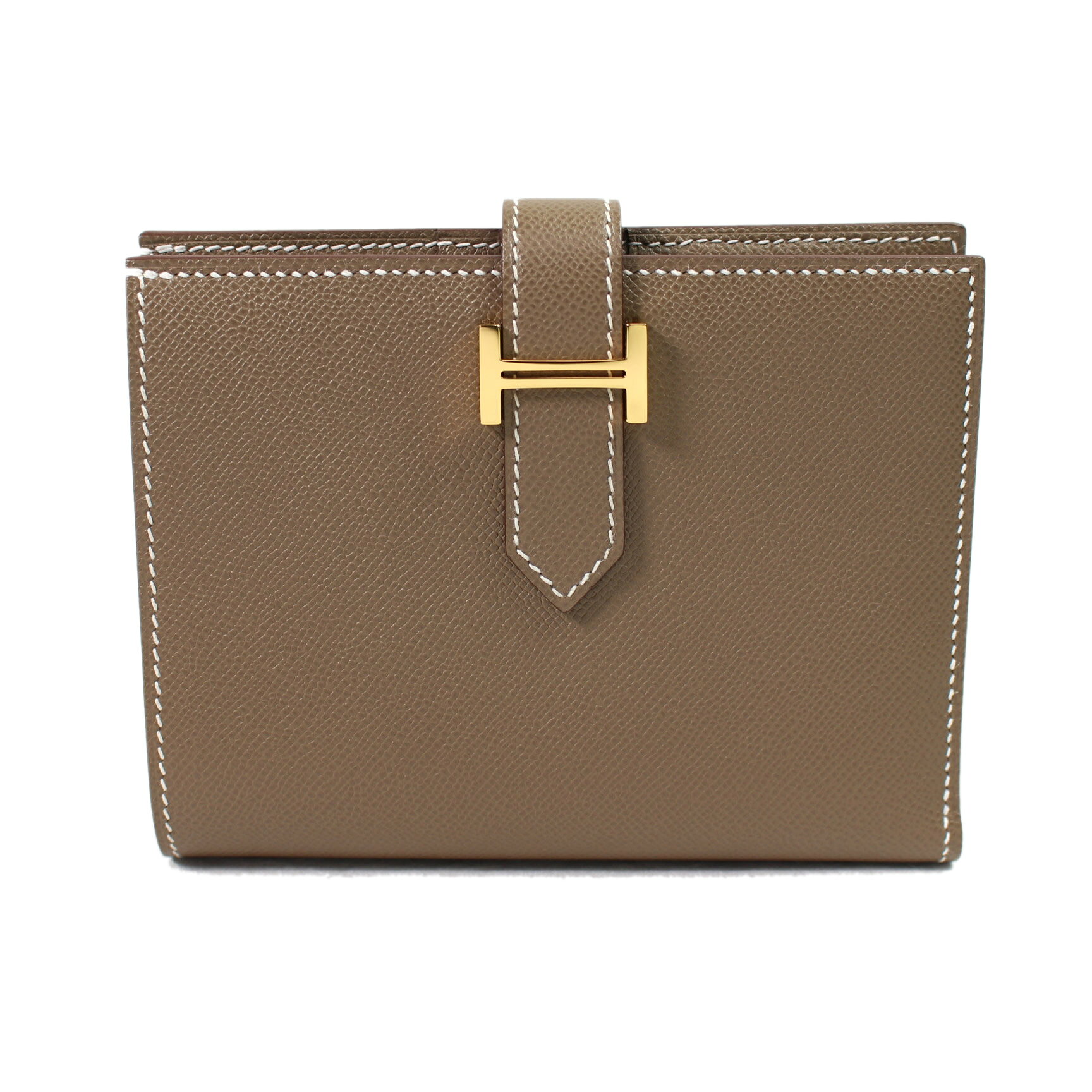 未使用品 エルメス ベアン コンパクト財布 エトゥープ エプソン B刻印 ゴールド金具 【中古】6855のサムネイル