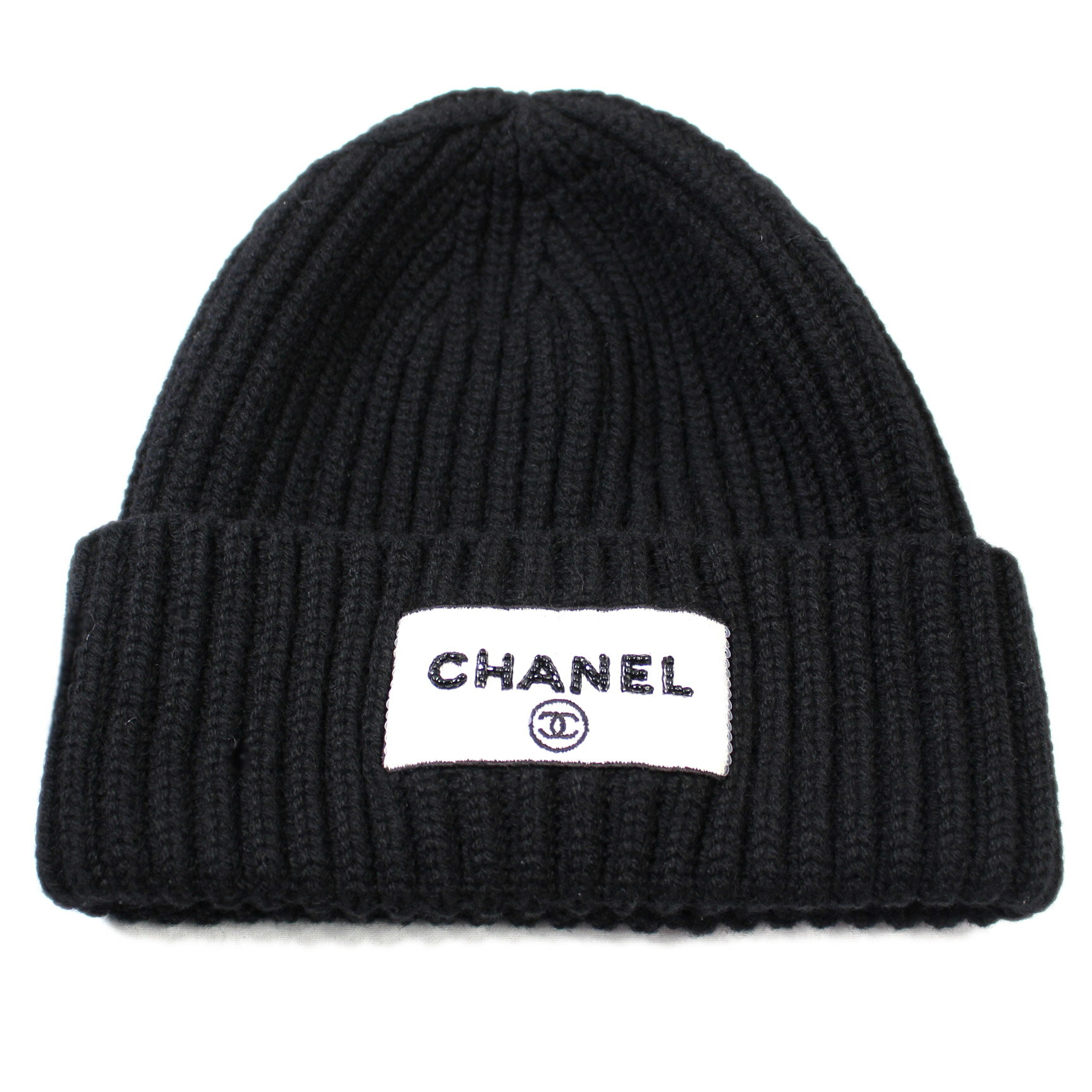 新品 未使用品 シャネル CHANEL ニット 帽子 キャップ 2023 新作 黒×白 完売 スパンコール【中古】6524のサムネイル