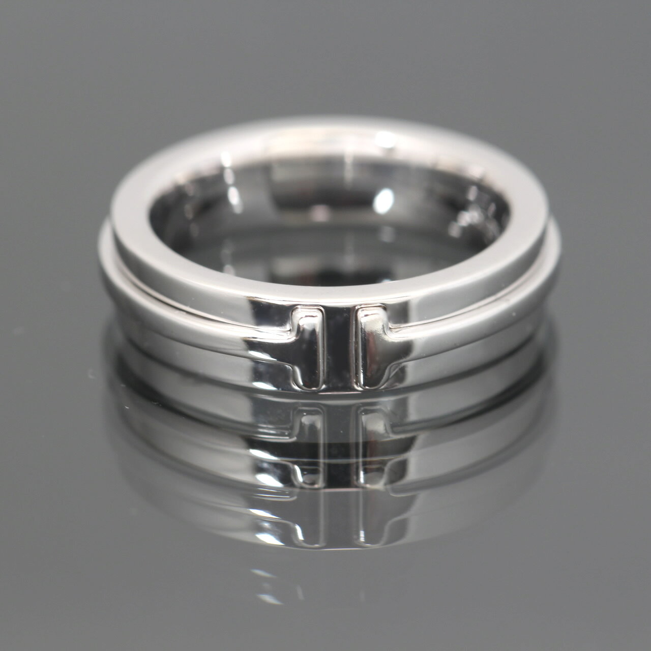 樂天商城 - 美品 ティファニー TIFFANY＆CO．Tワイド スモール リング WG 750 正規品 6号【中古】11415