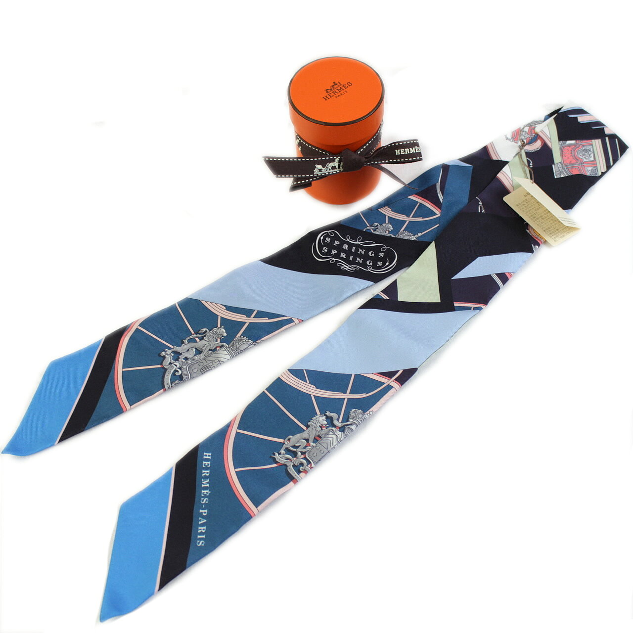 未使用品 HERMES エルメス ツイリー 2022 新作 スカーフ SPRINGS BAGUE ブルー【中古】4223のサムネイル