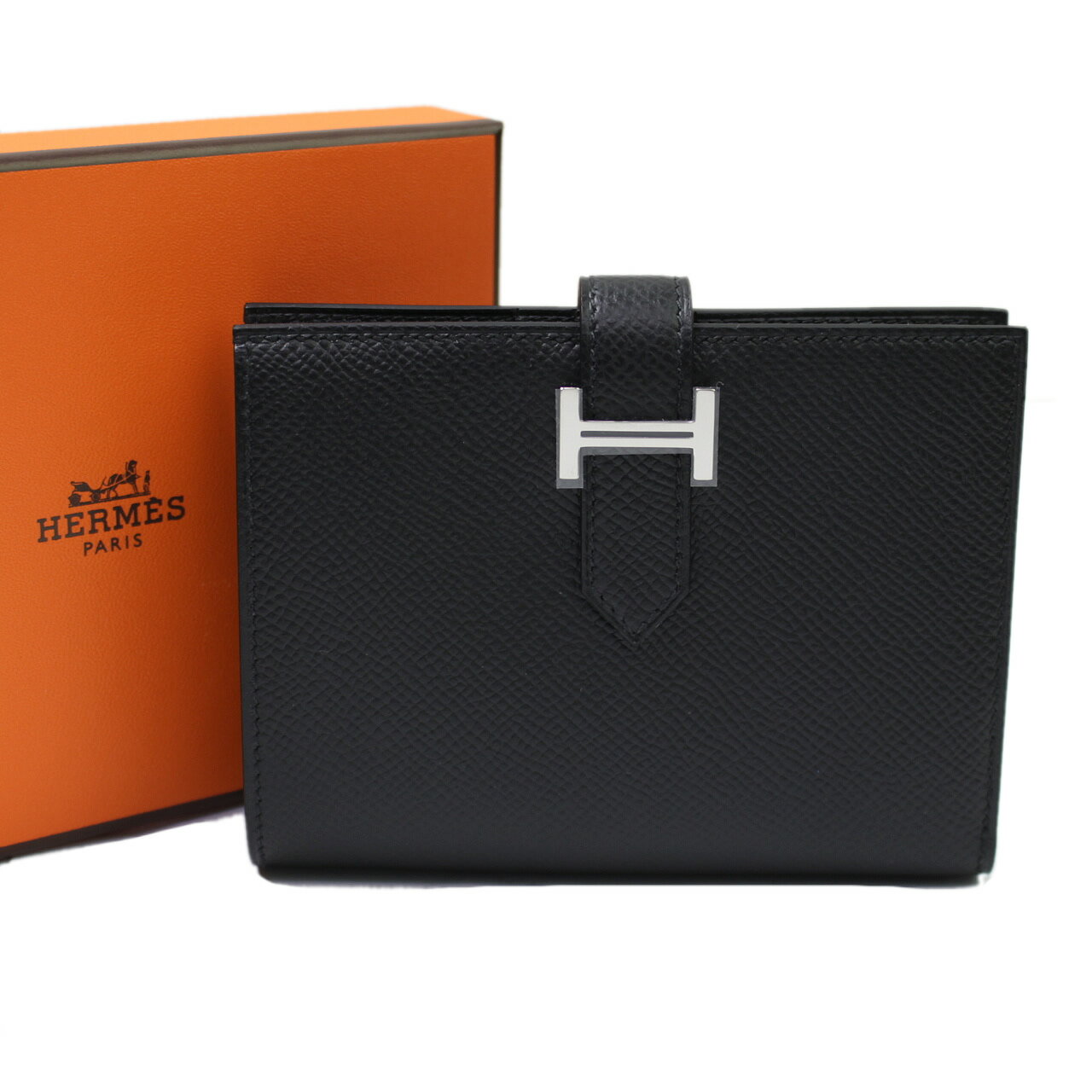 新品 HERMES エルメス ベアン カードケース コンパクト財布 ヴォーエプソン U刻印 シルバー金具 未使用品 ウォレット【中古】4808のサムネイル