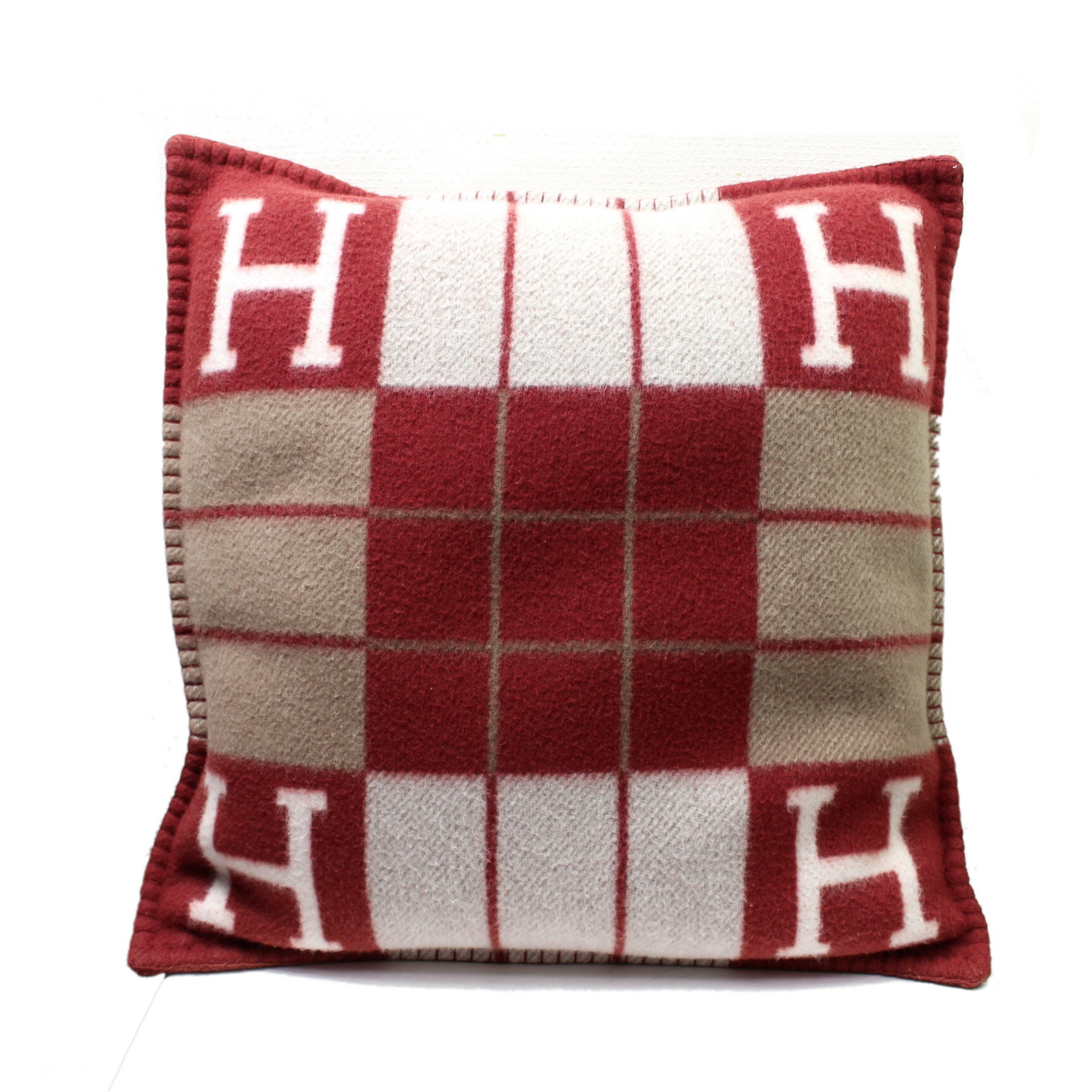 エルメス アヴァロン・クッション ボルドー×ベージュ 【中古】3489のサムネイル