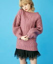 【dazzlin(ダズリン)】編地切り替えニットチュニック(021852601001)