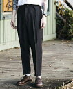 yMROLIVE(~X^[I[u)zRETORO POLYESTER TWILL -BELTED WIDE TAPERED PANTS pc(M-19101)