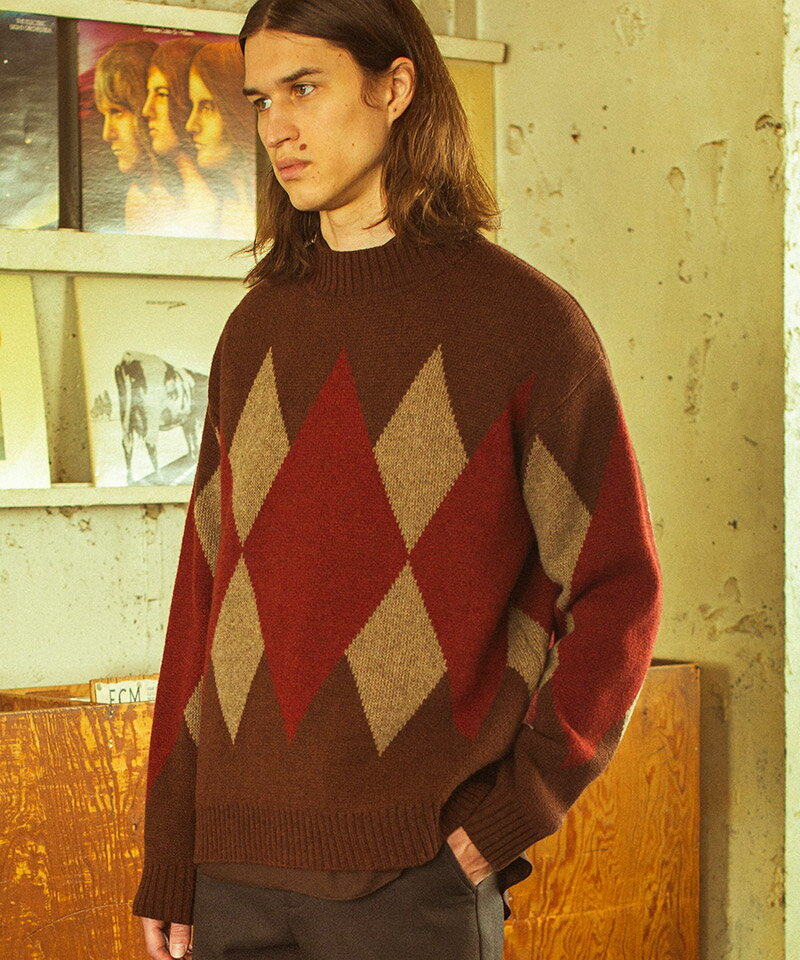 【FACTOTUM(ファクトタム)】7G ArgyleHigh neck Knit(01090340)のサムネイル