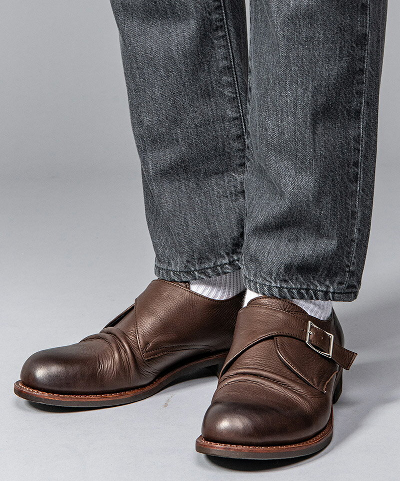 【MR.OLIVE E.O.I】【予約販売9月下旬〜10月上旬入荷】WATER PROOF SHIRINK LEATHER -MONK STRAP SHOES モンクストラップシューズ(ME513)