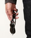 yMR.OLIVE E.O.Iz POLISHED STEER LEATHER -BRASS SHOE HORN KEY RING L[z_[(ME361)