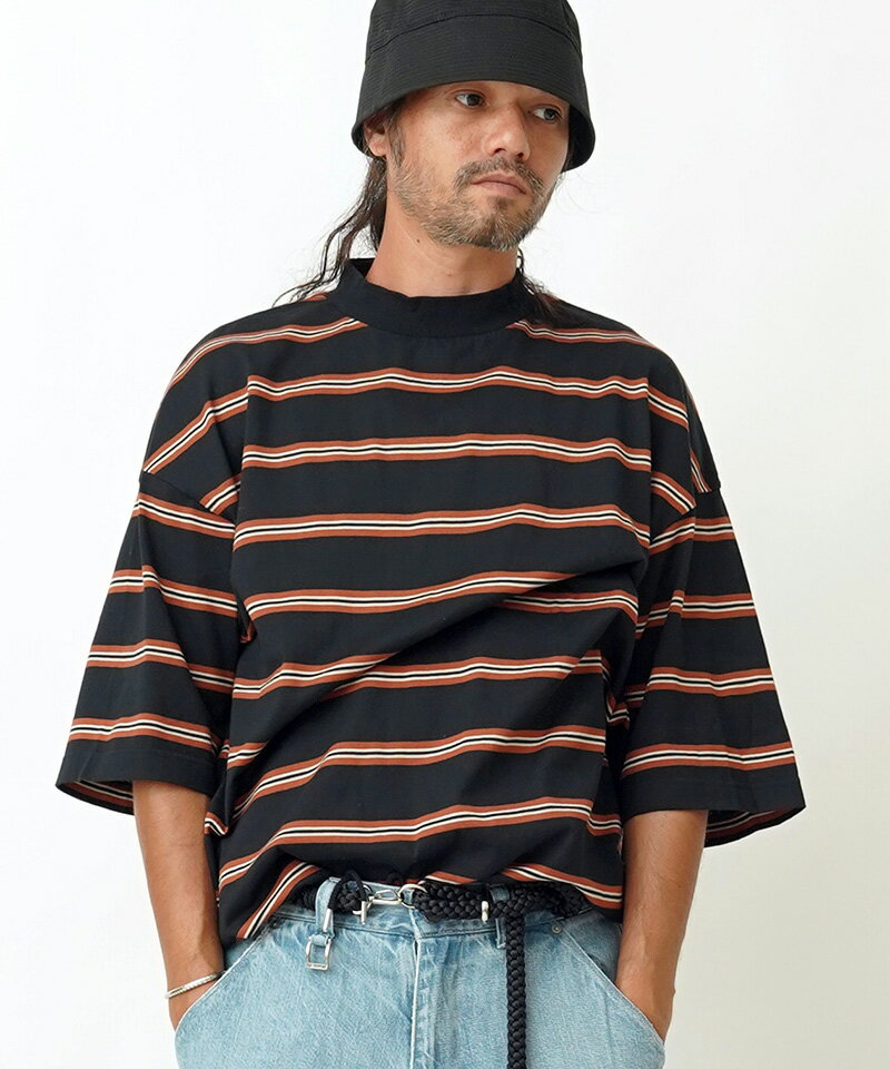 【EGO TRIPPING(エゴトリッピング)】 MOCKNECK VINTAGE BORDER TEE Tシャツ(664003)