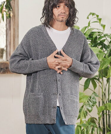 【CAMBIO(カンビオ)】 Middle Gauge Cotton Knit Loose Cardigan カーディガン