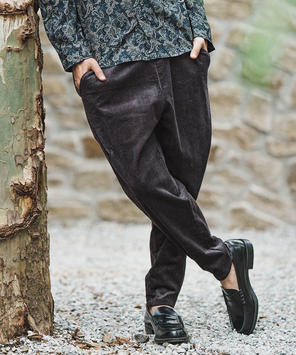 【CAMBIO(カンビオ)】【予約販売9月上旬〜中旬入荷】Middle Wale Corduroy Stretch Soft Sarrouel Tapered Pants テーパードパンツ