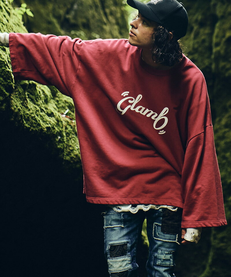 【glamb(グラム)】Wide Sleeve Logo Sweat ワイドスリーブロゴカットソー(GB0422-CS05)